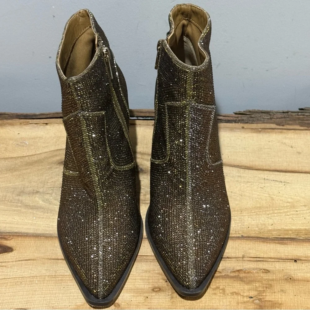 *NEW* Jessica Simpson Womens Zalor Gold Sparkly Ankle Boots Size 7‎ A44